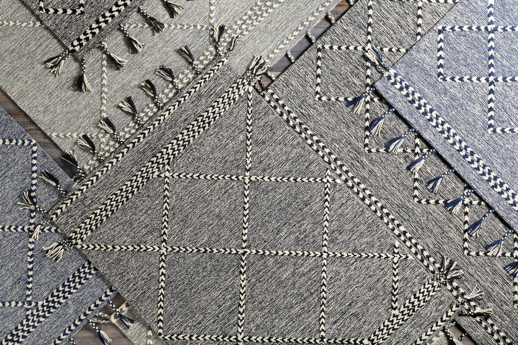 Hertfordshire Gray Trellis Tassel Wool Rug - Clearance - Ornate Home