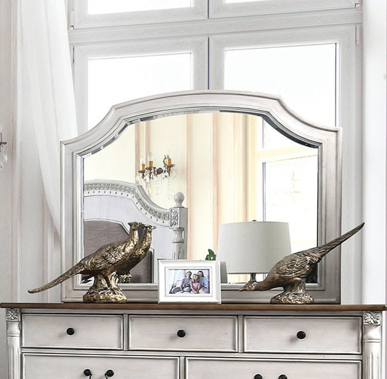 Hesperia Antique White Mirror - Ornate Home