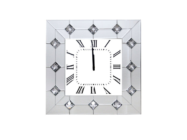Hessa Mirrored & Faux Rhinestones Wall Clock - Ornate Home
