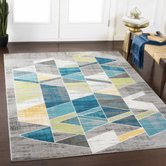 Hessel Green Triangles Area Rug - Clearance - Ornate Home