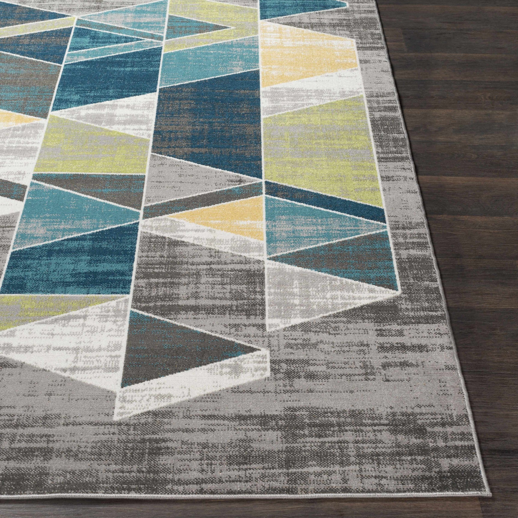 Hessel Green Triangles Area Rug - Clearance - Ornate Home