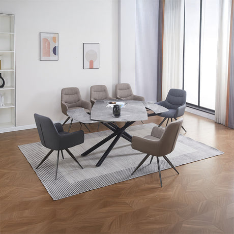 Hester Ceramic Top/Black Dining Table - Ornate Home