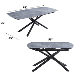 Hester Ceramic Top/Black Dining Table - Ornate Home
