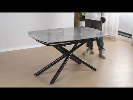 Hester Ceramic Top/Black Dining Table - Ornate Home