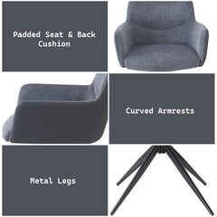 Hester Gray Arm Chair (Set of 2) - Ornate Home
