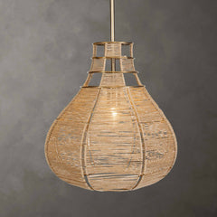 Hestia Brass 1 Light Natural Rope Pendant - Ornate Home