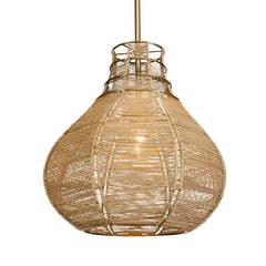 Hestia Brass 1 Light Natural Rope Pendant - Ornate Home