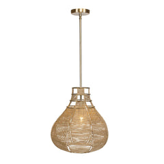 Hestia Brass 1 Light Natural Rope Pendant - Ornate Home