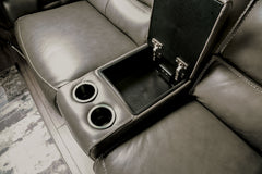 Hestia Gray Top Grain Leather Match Power Sectional - Ornate Home