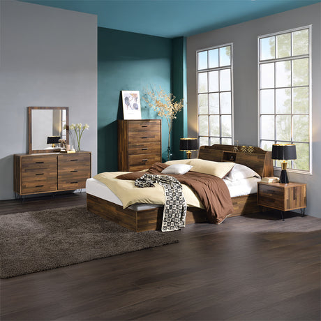 Hestia Walnut Queen Platform Bed - Ornate Home