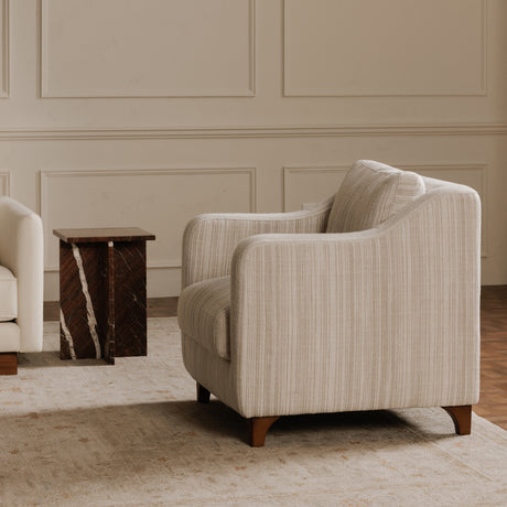 Hewitt Beige Stripe Accent Chair - Ornate Home