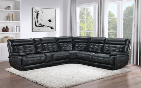 Hewitt Black Dual Power Reclining Sectional - Ornate Home