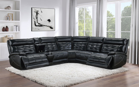 Hewitt Black Dual Power Reclining Sectional - Ornate Home