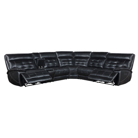 Hewitt Black Dual Power Reclining Sectional - Ornate Home
