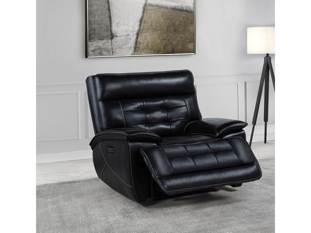 Hewitt Natural Leather Upholstered Dual Power Recliner Chair - Ornate Home