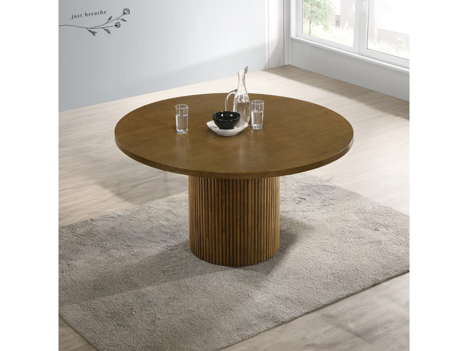 Hezrai Walnut Round Dining Table - Ornate Home
