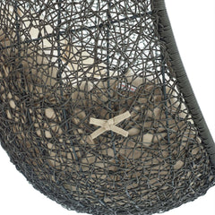 Hide Gray/Beige Outdoor Patio Sunbrella Swing Chair With Stand - Ornate Home