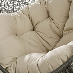 Hide Gray/Beige Outdoor Patio Sunbrella Swing Chair With Stand - Ornate Home