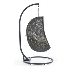 Hide Gray/Beige Outdoor Patio Swing Chair With Stand - Ornate Home