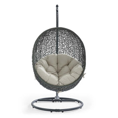 Hide Gray/Beige Outdoor Patio Swing Chair With Stand - Ornate Home
