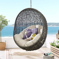 Hide Gray/Beige Outdoor Patio Swing Chair With Stand - Ornate Home