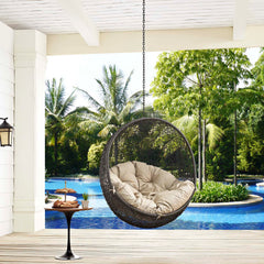 Hide Gray/Beige Outdoor Patio Swing Chair Without Stand - Ornate Home