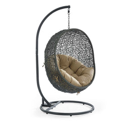 Hide Gray/Mocha Outdoor Patio Swing Chair With Stand - Ornate Home