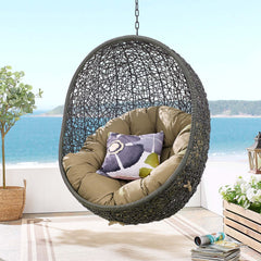 Hide Gray/Mocha Outdoor Patio Swing Chair With Stand - Ornate Home
