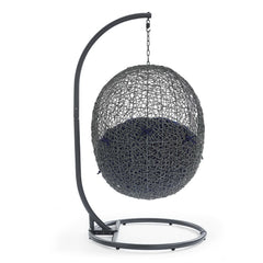 Hide Gray/Navy Outdoor Patio Sunbrella Swing Chair With Stand - Ornate Home