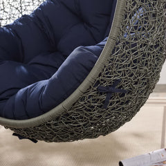 Hide Gray/Navy Outdoor Patio Sunbrella Swing Chair With Stand - Ornate Home