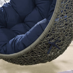 Hide Gray/Navy Outdoor Patio Swing Chair With Stand - Ornate Home
