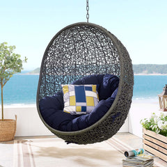 Hide Gray/Navy Sunbrella Fabric Swing Outdoor Patio Lounge Chair Without Stand - Ornate Home