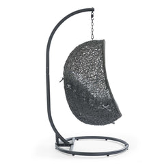 Hide Gray Outdoor Patio Sunbrella Swing Chair With Stand - Ornate Home