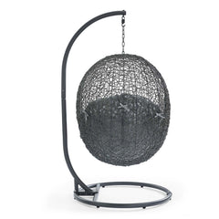 Hide Gray Outdoor Patio Sunbrella Swing Chair With Stand - Ornate Home