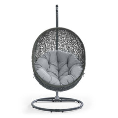 Hide Gray Outdoor Patio Sunbrella Swing Chair With Stand - Ornate Home