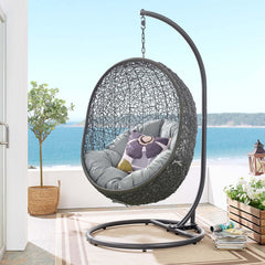 Hide Gray Outdoor Patio Swing Chair With Stand - Ornate Home