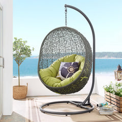 Hide Gray/Peridot Outdoor Patio Swing Chair With Stand - Ornate Home