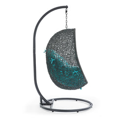 Hide Gray/Turquoise Outdoor Patio Swing Chair With Stand - Ornate Home