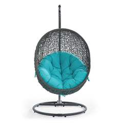 Hide Gray/Turquoise Outdoor Patio Swing Chair With Stand - Ornate Home