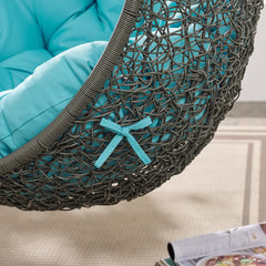 Hide Gray/Turquoise Outdoor Patio Swing Chair With Stand - Ornate Home