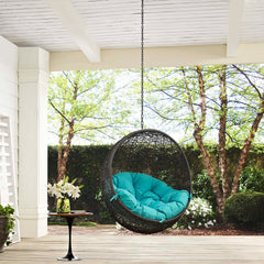 Hide Gray/Turquoise Outdoor Patio Swing Chair Without Stand - Ornate Home