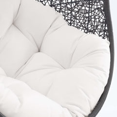 Hide Gray/White Outdoor Patio Sunbrella Swing Chair With Stand - Ornate Home