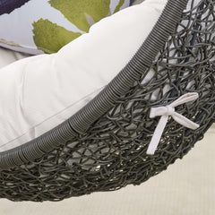 Hide Gray/White Outdoor Patio Sunbrella Swing Chair With Stand - Ornate Home