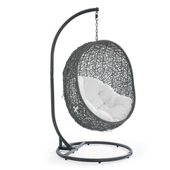 Hide Gray/White Outdoor Patio Swing Chair With Stand - Ornate Home