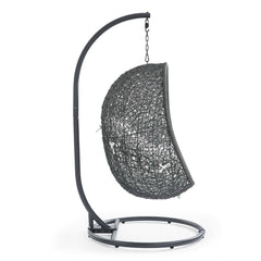 Hide Gray/White Outdoor Patio Swing Chair With Stand - Ornate Home