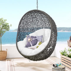 Hide Gray/White Outdoor Patio Swing Chair With Stand - Ornate Home