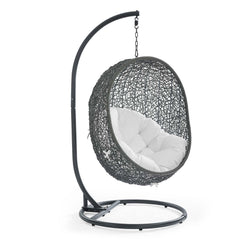 Hide Gray/White Outdoor Patio Swing Chair With Stand - Ornate Home