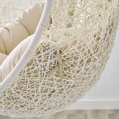 Hide White/Beige Outdoor Patio Sunbrella Swing Chair With Stand - Ornate Home