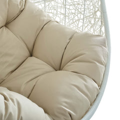 Hide White/Beige Outdoor Patio Sunbrella Swing Chair With Stand - Ornate Home