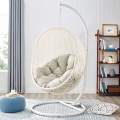 Hide White/Beige Outdoor Patio Swing Chair With Stand - Ornate Home